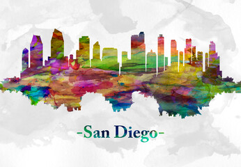 San Diego California skyline - obrazy, fototapety, plakaty