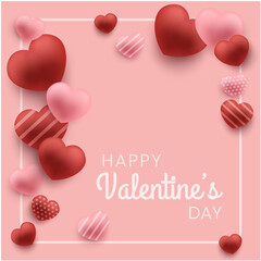 Happy valentine's day banner square background template