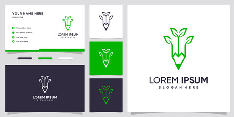 Fototapeta premium nature pencil logo design with style and creative concept