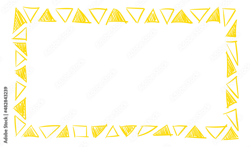 Poster funny text frame. empty border with yellow triangle ornament