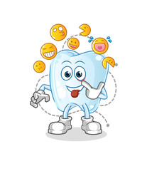 tooth laugh and mock character. cartoon mascot vector