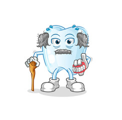 tooth white haired old man. character vector