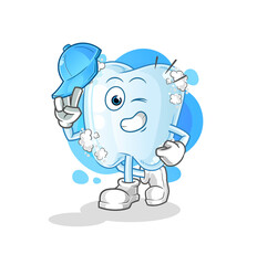tooth with foam young boy character cartoon