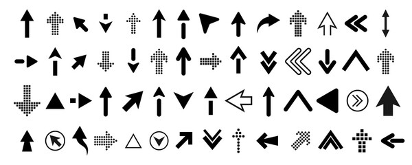 Arrow icons set. Arrow up and down. Solid arrows in glyph. Cursor symbol in vector. Stock vector illustration