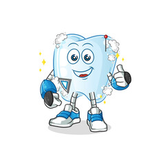 tooth with foam robot character. cartoon mascot vector