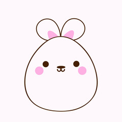 Rabbit or bunny in egg shape. Easter rabbit. Hand drawn flat cartoon vector illustration isolated on white background 