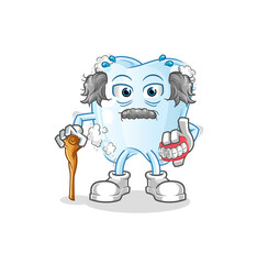 tooth with foam white haired old man. character vector