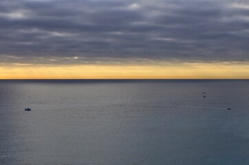 The dawn on sea in Nice, France.