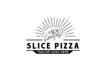 Pizza Slice for Vintage Rustic Retro Vintage Pizzeria Restaurant Bar Bistro logo design