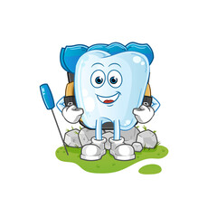 tooth go camping mascot. cartoon vector