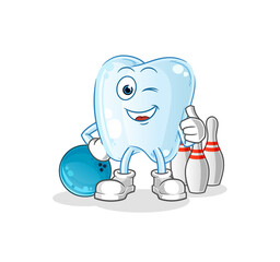 tooth play bowling illustration. character vector