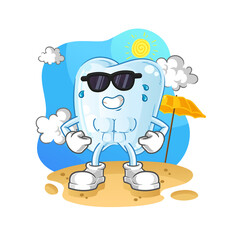 tooth sunbathing in summer. character vector
