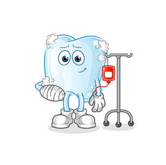 tooth with foam sick in IV illustration. character vector