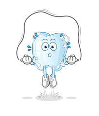 tooth with foam jump rope exercise. character vector