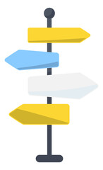 Cartoon signpost. Colorful blank arrow pointers on pole