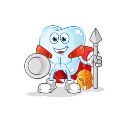 tooth spartan character. cartoon mascot vector
