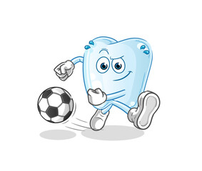 tooth kicking the ball cartoon. cartoon mascot vector