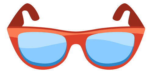 Red glasses icon. Pretty woman accessory in cartoon style