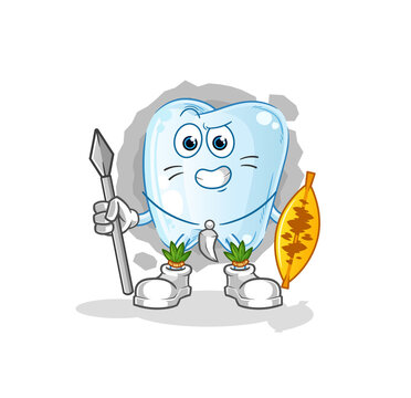 recommend clip art: tooth african tribal fighter mascot. cartoon vector