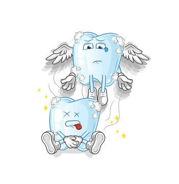 tooth with foam spirit leaves the body mascot. cartoon vector