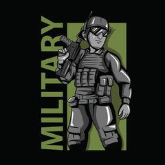 Army character vector design. Vector Illustration
