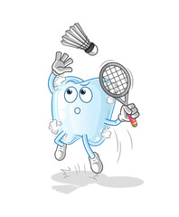 tooth with foam smash at badminton cartoon. cartoon mascot vector
