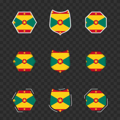 National symbols of Grenada on a dark transparent background, vector flags of Grenada.