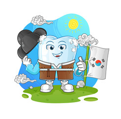 tooth with foam korean culture vector. cartoon character