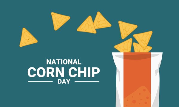 Vector illustration, corn chips out of bag, as banner or poster, national corn chips day.