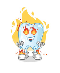 tooth on fire mascot. cartoon vector