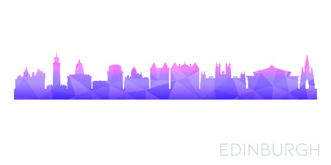 Edinburgh, UK Low Poly Skyline Clip Art City Design. Geometric Polygon Graphic Horizon Icon. Vector Illustration Symbol.