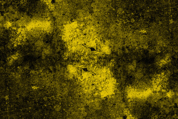 Yellow color grunge textured old abandoned concrete floor surface for background