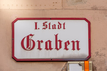 Graben street of Inner City sign in center of Vienna, Austria