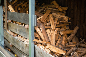 Slack of firewood in the shed