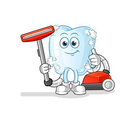 tooth with foam clean with a vacuum . character vector