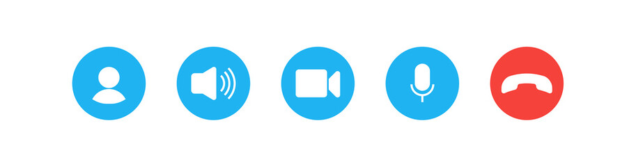 Video cal icons set screen template. Vector isolated flat