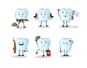 Obraz premium tooth troops character. cartoon mascot vector
