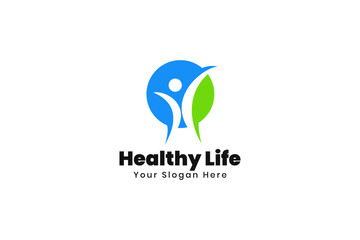 Healthy Life people logo design vector