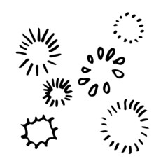 set of doodle firework isolated on white background hand drawn from firework.design elements. vector illustration.