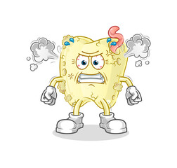 tooth decay very angry mascot. cartoon vector