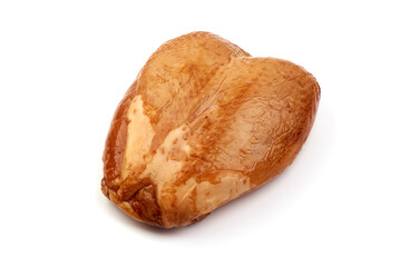 Smoked Chicken thigh, isolated on white background.