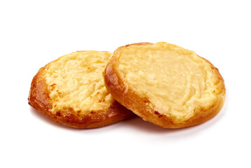 Sweet curd rolls, isolated on white background.