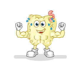 tooth decay muscular cartoon. cartoon mascot vector