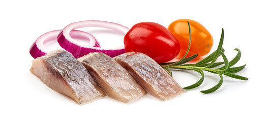 Salted herring, isolated on white background.