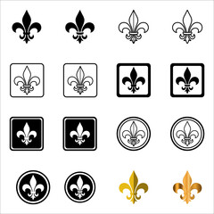 fleur delis icon set vector design template in white background