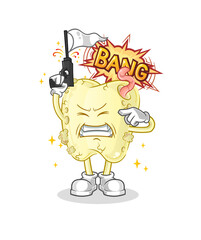 tooth decay warning shot mascot. cartoon vector