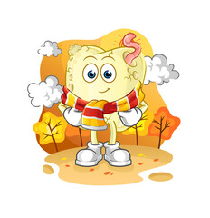 tooth decay in the autumn. cartoon mascot vector