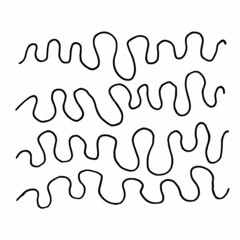 Abstract hand drawn monochrome doodle vector pattern of wavy lines