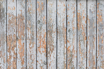 Fototapeta na wymiar Texture or background of an old wooden fence with peeling paint