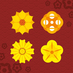 four chinese flowers